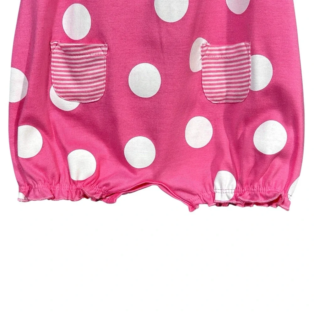 Carter's Baby Girls Cotton Romper One-Piece Outfit Size 6M Pink Polka‎ Dot Crab